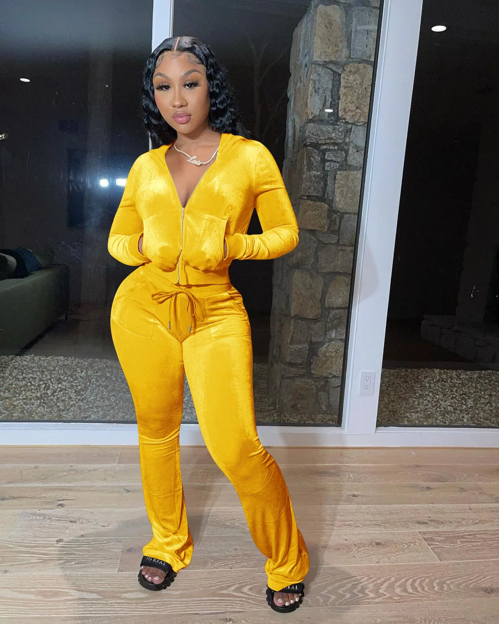 Fashion Sexy Slim 2 Piece Set For Women Casual Solid Hooded Zip Tops+High Waist Pants Sets Outfits Lady Sports Women's Clothing