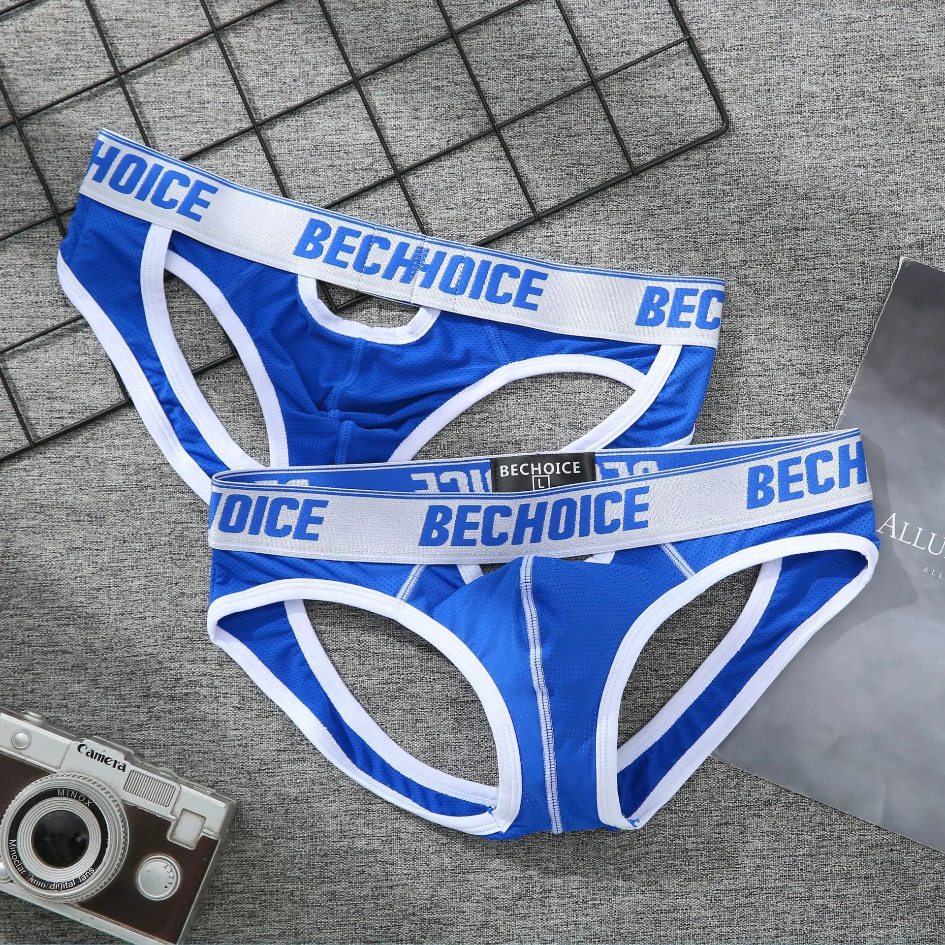 Men's rear hollow low-rise shorts youth double T-pants board