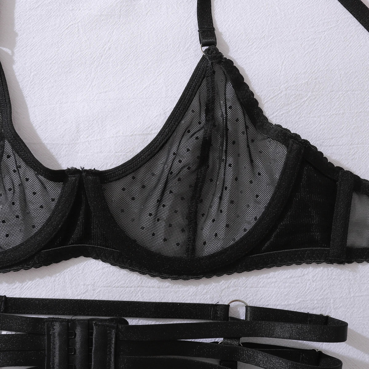 2025 New Product Complex Craftsmanship Bundle Hollow Body Shaping Comfortable Mesh Sexy Underwear Four Piece Set