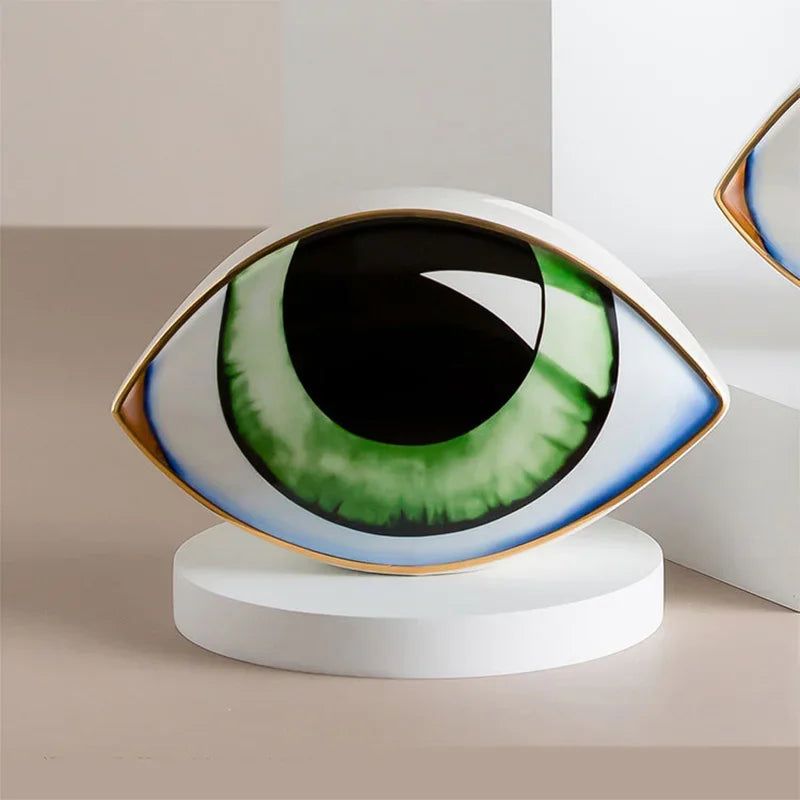 Creative Blue Evil Eye Statue Lucky Eye Figurines Decor Ceramic Crafts Desktop Ornaments Home Living Room Decoration Gifts