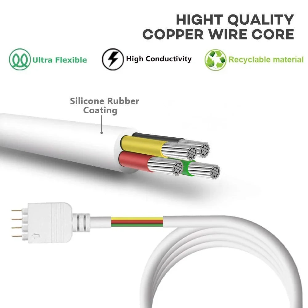 1-10pcs 3 4 Pin RGB Connector 1m  Extension Cable RGB LED Tape Power Cable 12V 4pin 5V 3pin for ARGB RGB Led Strip Light PC Fan