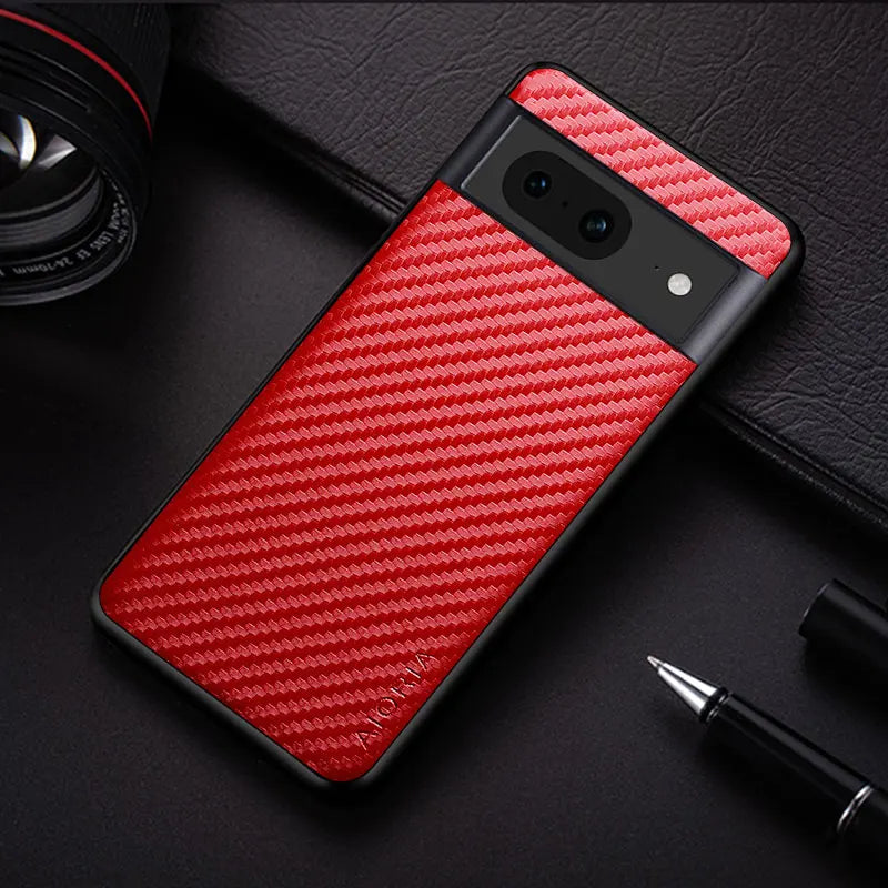 Carbon Fiber Shockproof Slim Case For Google Pixel 8 7A 6A 8 7 6 Pro Non-Slip Full Body Protective Phone Case