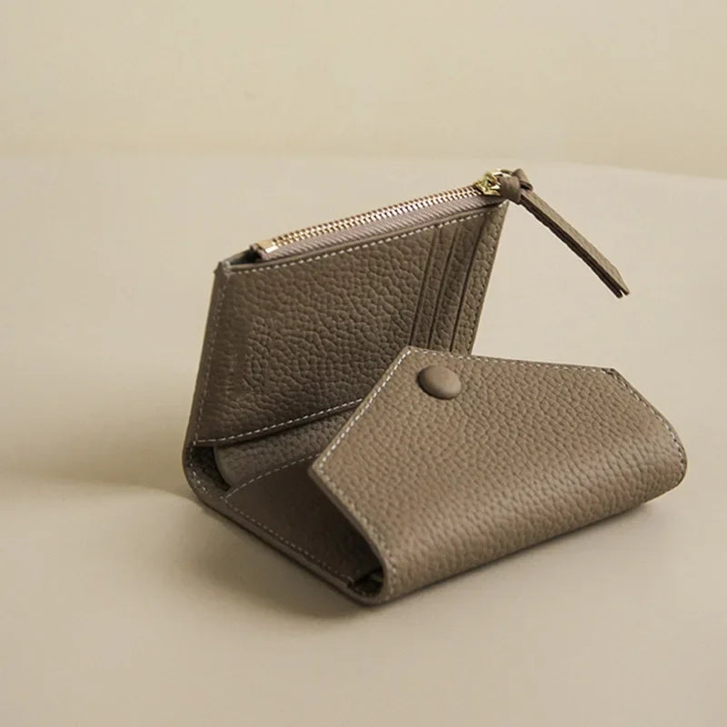 New PU Leather Small For Women Wallet Luxury Envelope Card Holder Brand Designer Multipurpose Zip Coin Cowhide Short Purse 2026