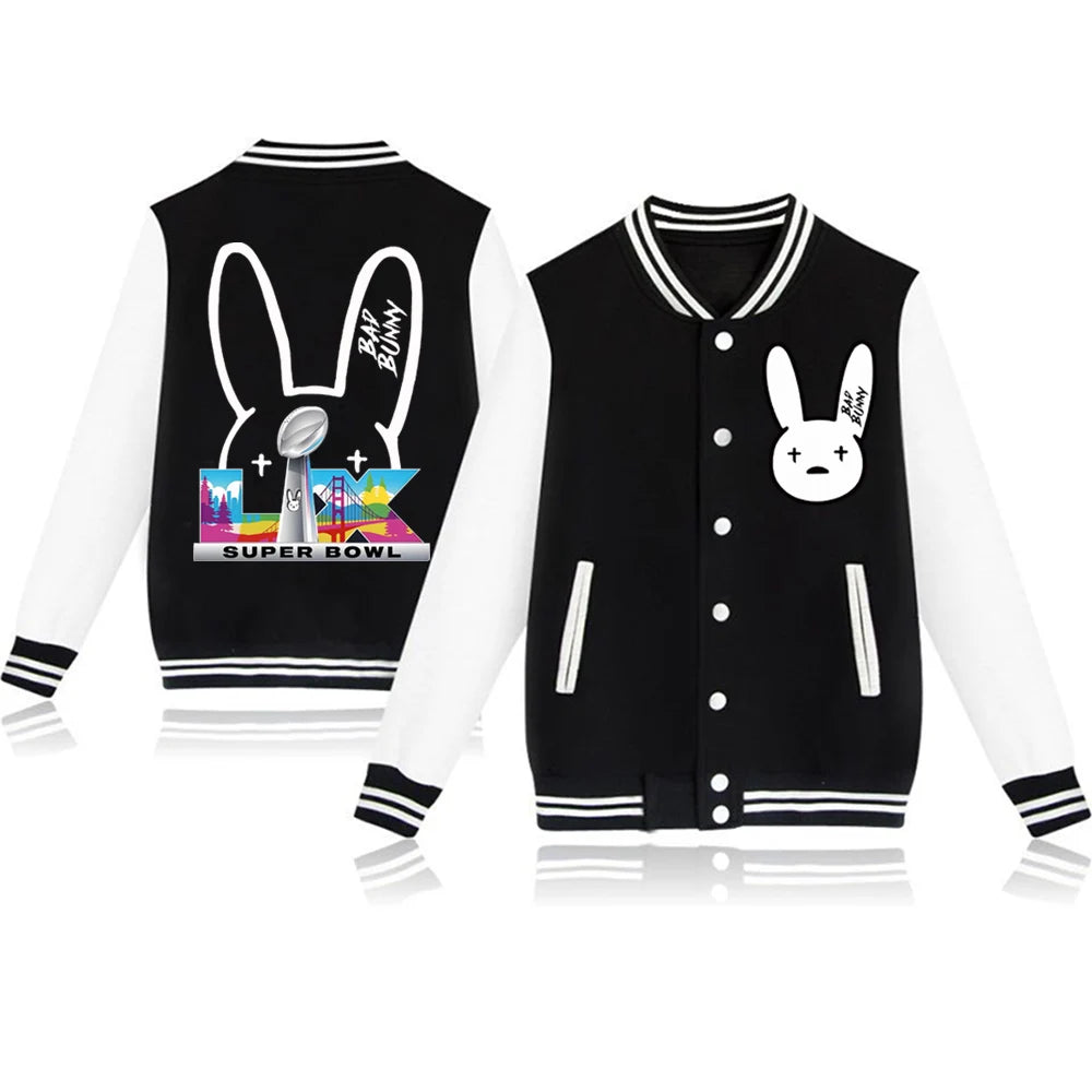 Bad Bunny Bowl 2026 Halftime Show Baseball Uniform Hoodie Jacket Harajuku Long Sleeve Sweatshirt Fan Gift
