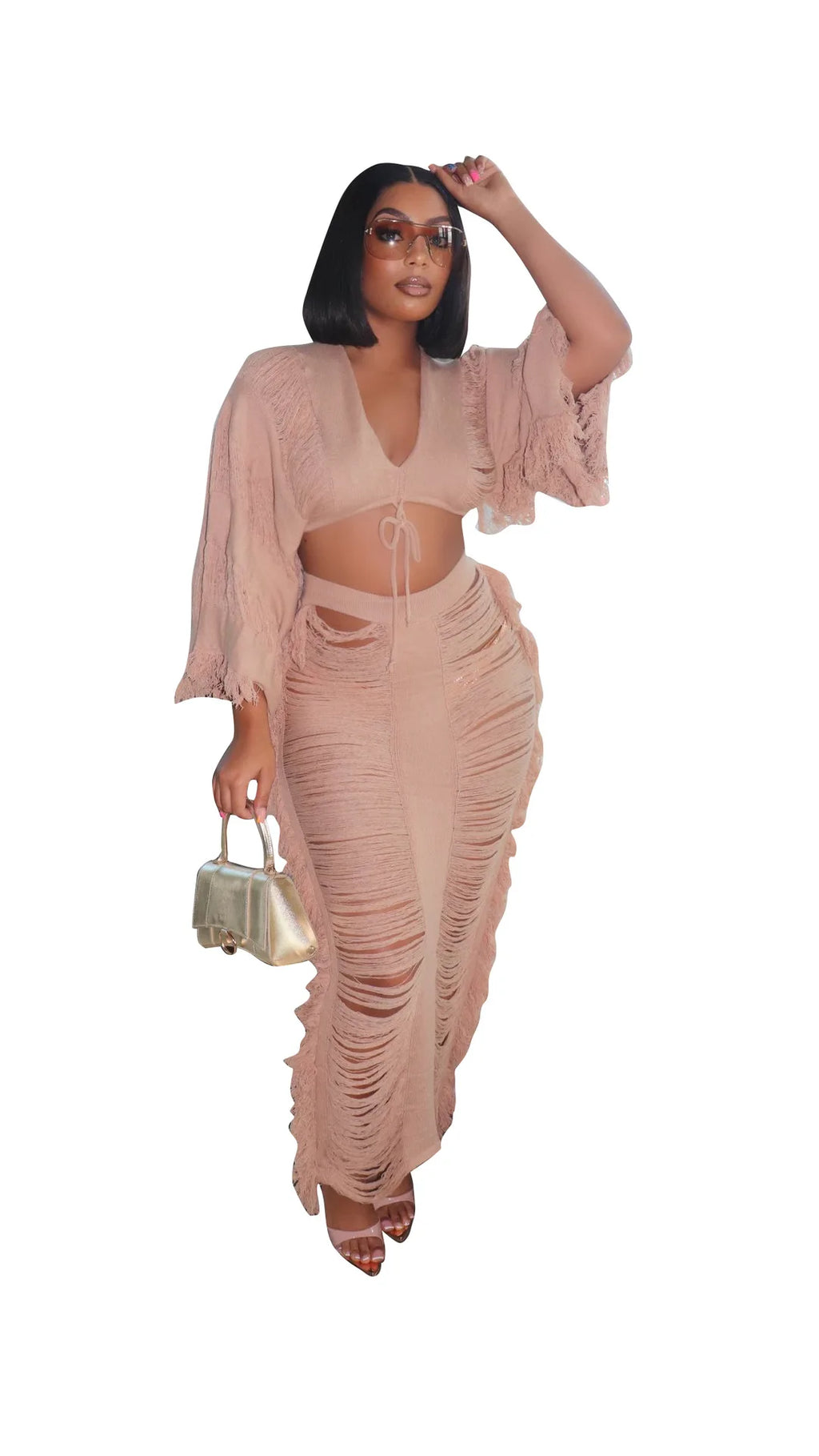 Swimwear Skirt Cover-up 2 Piece Set Women Crop Tops And Long Skirt Bathing Suit Fashion Solid Hollow Sexy Beach Cover Up Outfits