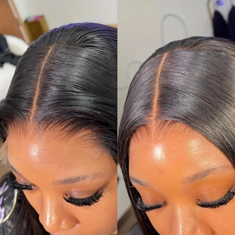 13x4 Short Bob Straight 13x4 Transparent Lace Front Wig 200% Density Human Hair Pre Plucked Wigs For Black Women 12 16 Inch