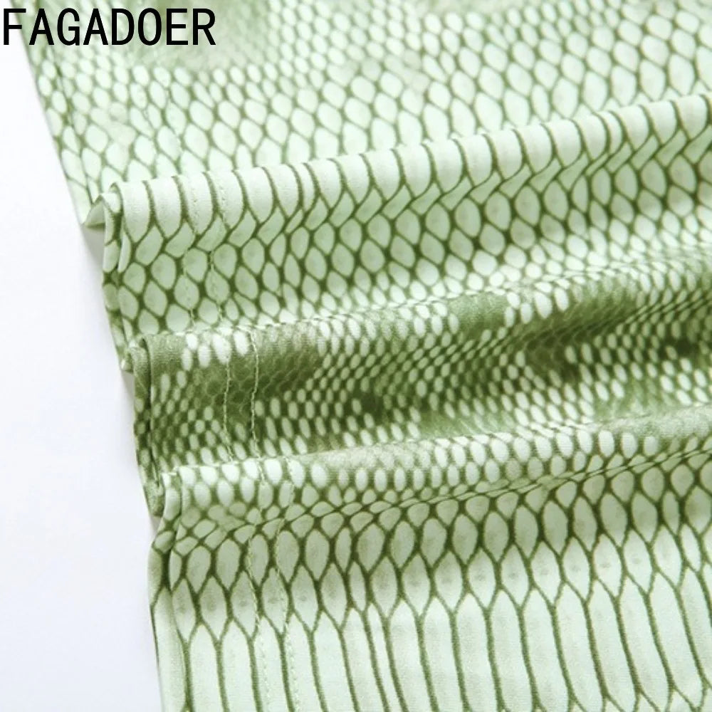 FAGADOER Sexy Serpentine Print Patchwork Bodycon Mini Dresses Woman Sleeveless Backless Dress Hot Girl Streetwear Vestidos 2026