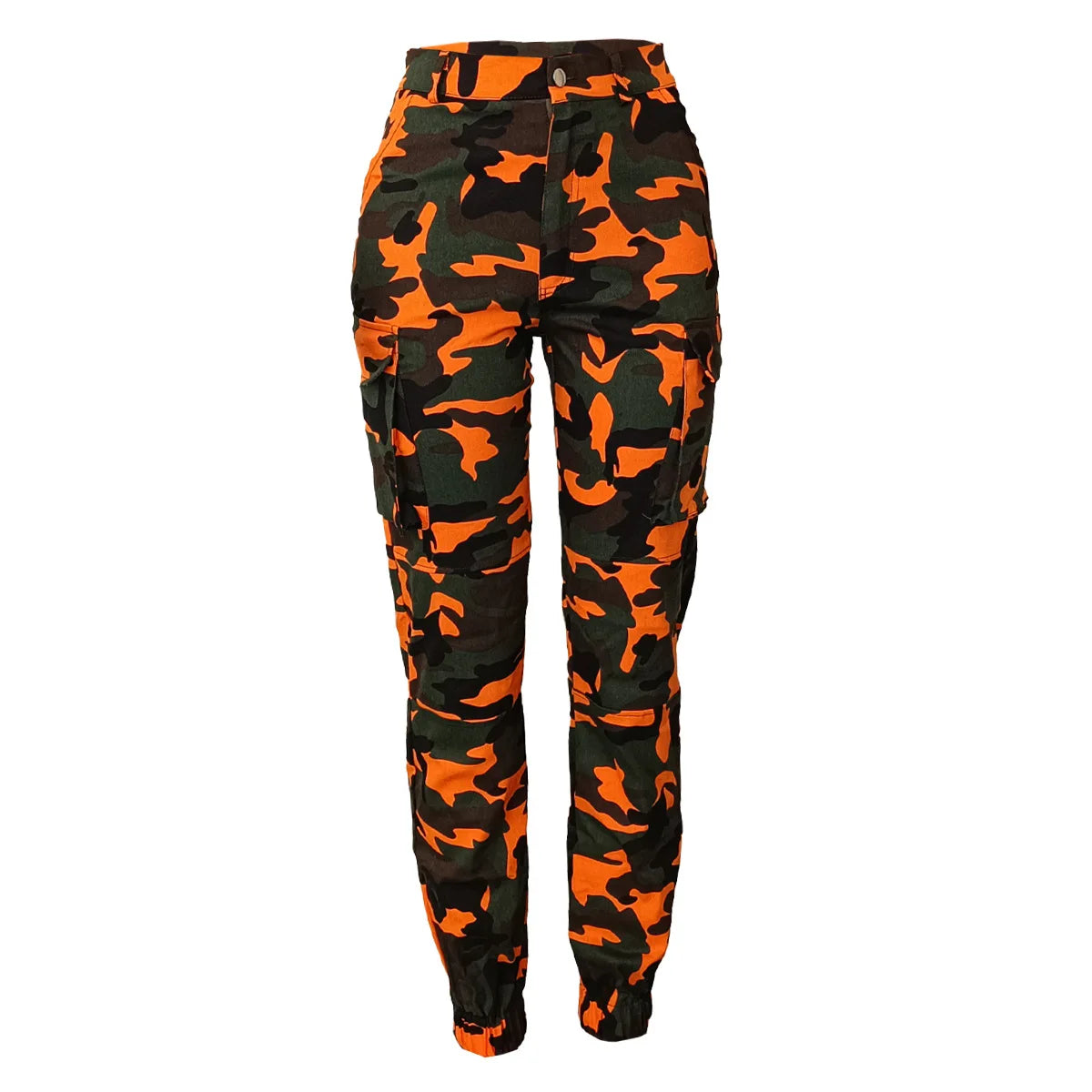 CM.YAYA Women’s Camouflage Printed Slim Cargo Pants 2024 Spring/Summer Pocket Jogger Street Fashion Safari Trousers