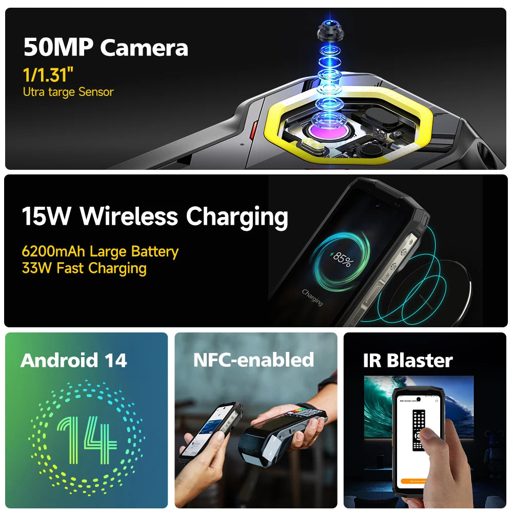 Ulefone Armor Mini 20T Pro 5G  4.7" Display  Rugged Phone LED Light Android 14 Smartphone 6200mAh 16GB+256GB 33W Mobile Phone