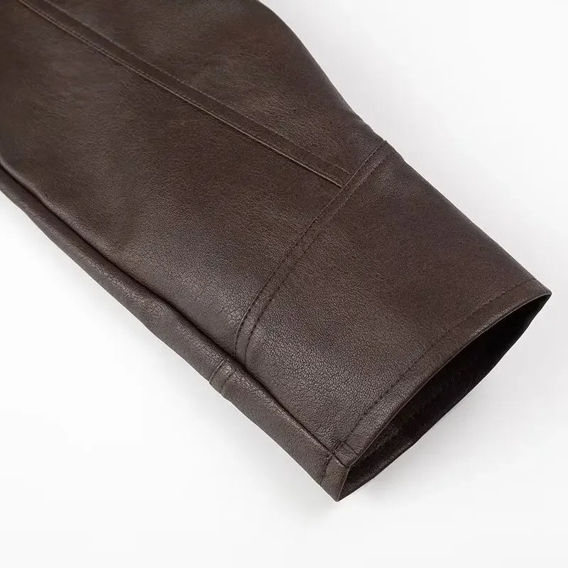 Oligai Spring Women's Casual Faux Leather Jacket Coat for 2025 Stunning PU Jacket Blouse for High Street