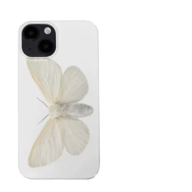 Trendy Ins Beautiful White Butterfly Phone Case For iPhone 17 AIR 16 15 14 13 12 11 Pro Max XR XSMAX 8 PLUS Y2k Minimalism Cover