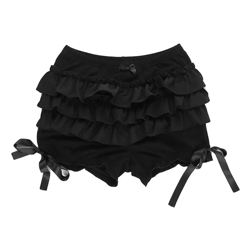 Hotsweet Shorts Women Aesthetic Y2k E-girl Cute Sweet Fairycore Grunge Lace Bow Patchwork High Waist Shorts