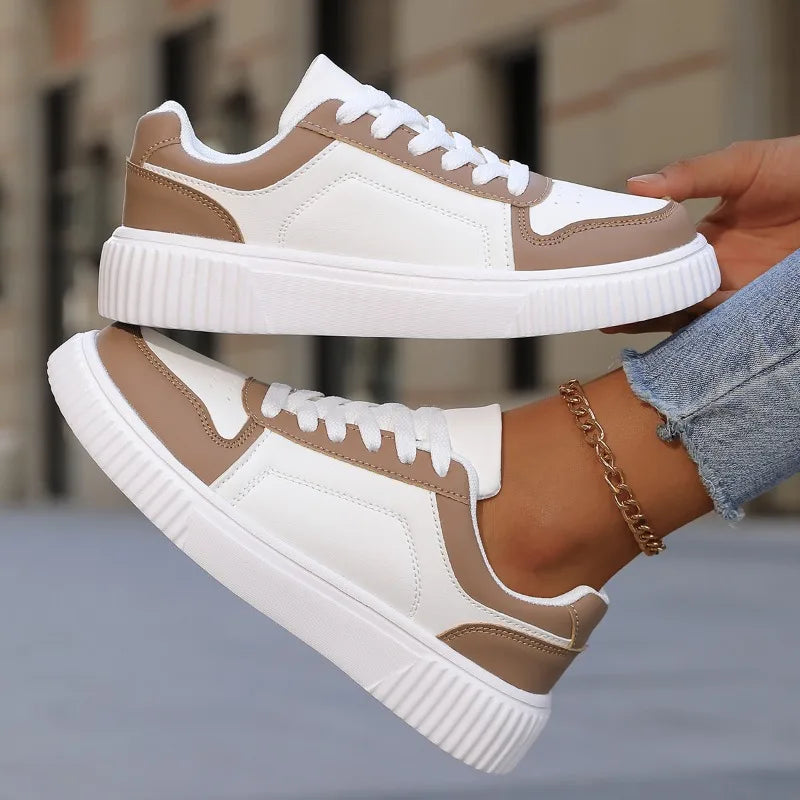 YRZL Women's Shoes Casual Vulcanize Shoes Ladies Classical Flats Walking Women's Sneakers Female PU Leather Sports Shoes Woman