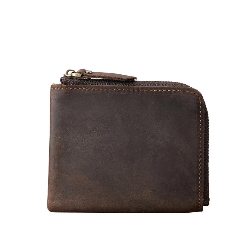 Japan Style 100% Genuine Leather Men Wallet Small Mini Card Holder Male Wallet Pocket Purse Wallet for Men Brown High Quality