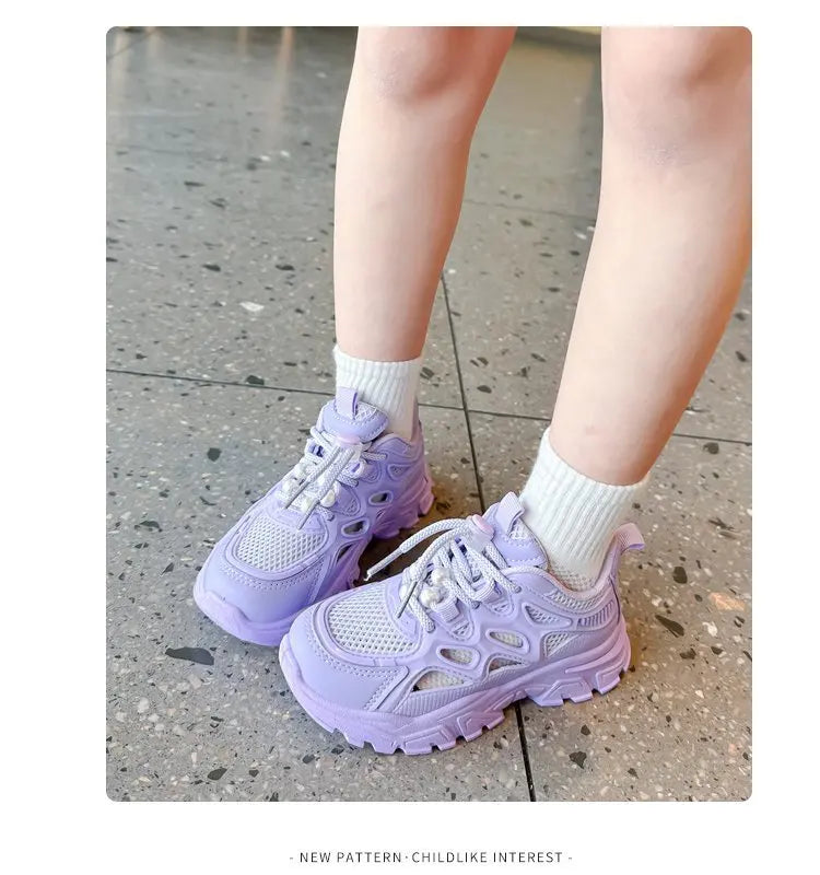 Children Mesh Casual Shoes Girls Summer White Chunky Dad Sneakers Kids Toddler Lightweight Non Slip Summer Comfort Shoes