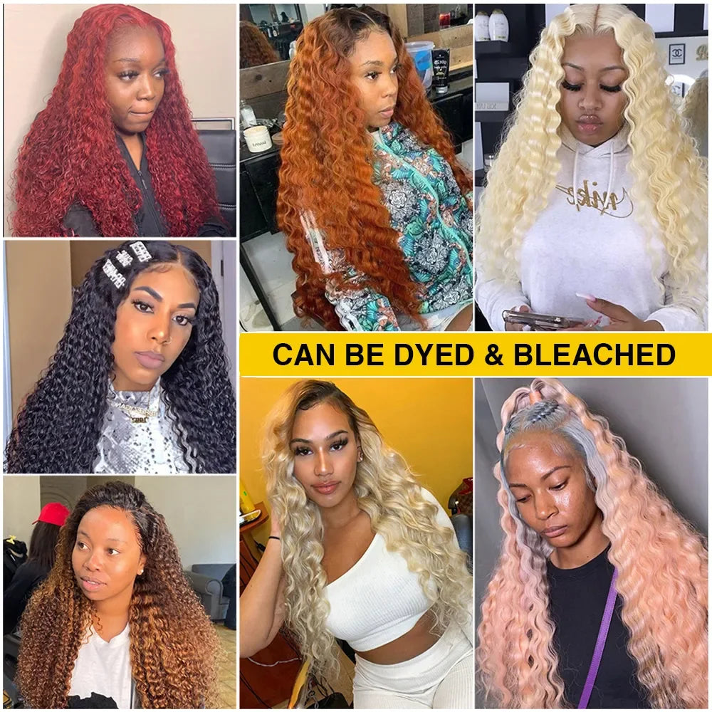 Upgrade No Glue 360 Drawstring Lace Wig Kinky Curly Deep Water Wigs Remy Human Hair Invisi Strap 360 Full Hd Lace 13x4 Front Wig