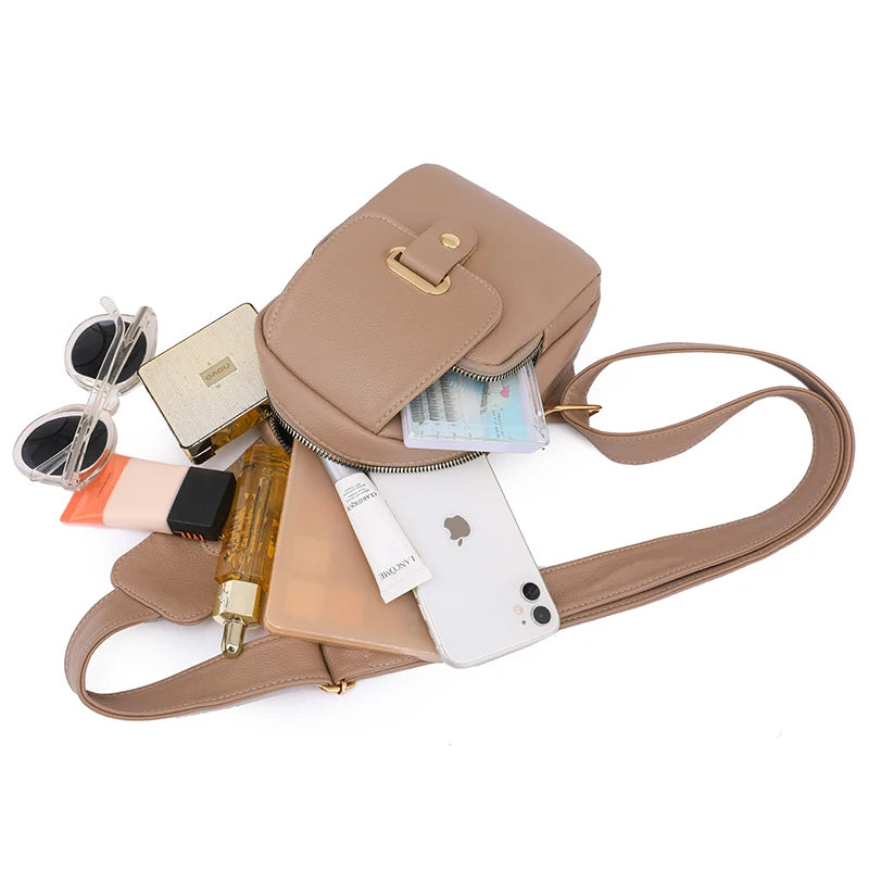 Women Bag Chest Bags Soft PU Leather New Trend Bags Female Crossbody Bag Shoulder Messenger Bags Multiple Pockets Pack Designer