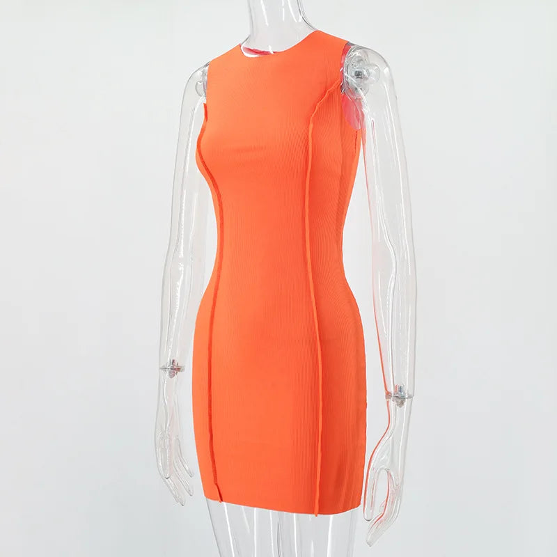 Sleeveless Bodycon Mini Dress Woman Slim Fashion Sexy Solid Vintage Party Evening Beach Kpop Cheap Clothes Short Dresses Women