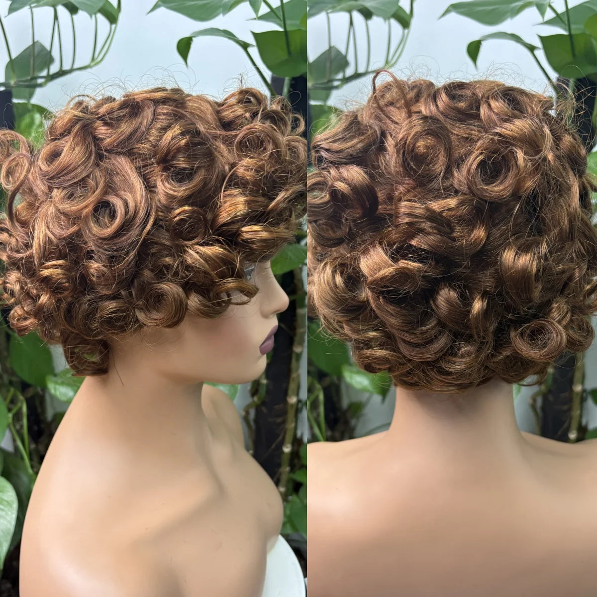 Full Machine Made Loose Wavy Bob Wig Human Hair Wigs 220% Short Colored Bouncy Curly Gluelesss Human Hair Wigs with Bangs