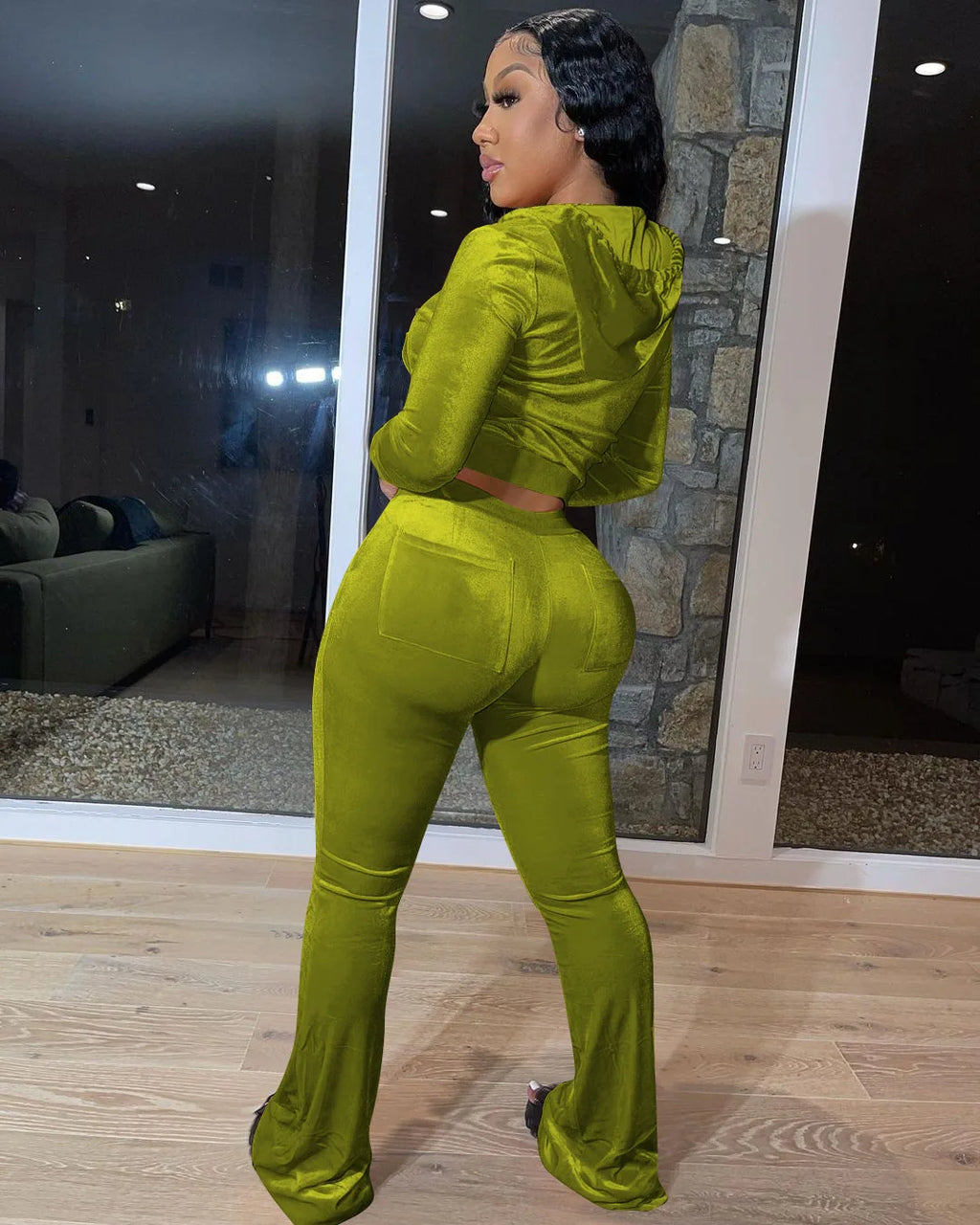 Fashion Sexy Slim 2 Piece Set For Women Casual Solid Hooded Zip Tops+High Waist Pants Sets Outfits Lady Sports Women's Clothing