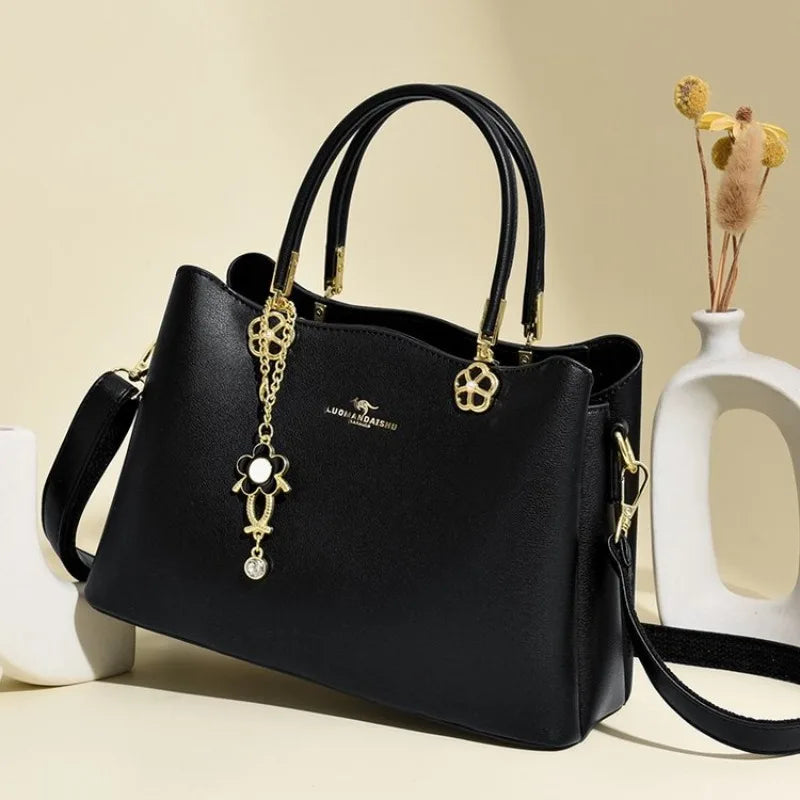 Unique Solid Color Retro Diaper Bag Luxury Crossbody Handbag For Women Chic Leather Shoulder Tote Purse