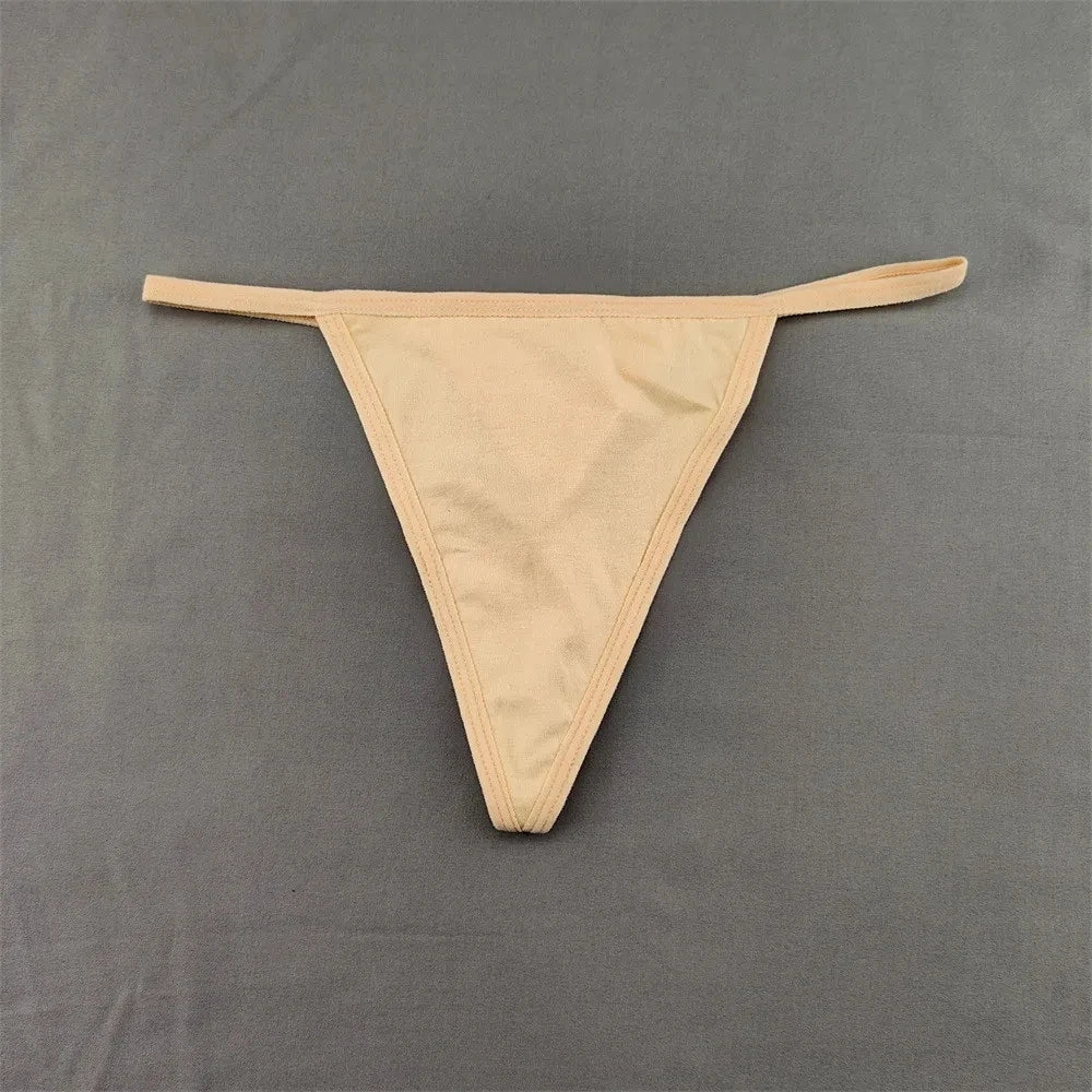 3 PCS Candy Color Cotton T-back Thong Women Pack Low Waist Thin Belt Ladies G-string Underwear Sports Sexy T-Pants