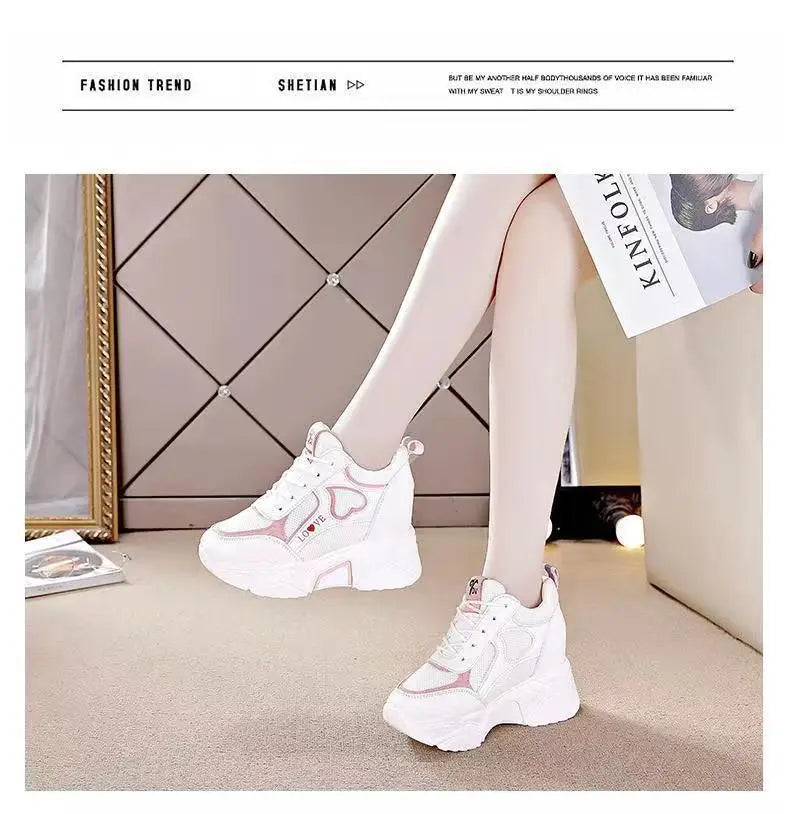 High Quality Women Platform Sneakers  Chunky Woman Casual Dad Shoes Basket Female Fashion Sport Mesh Lace Up Shoes 2024