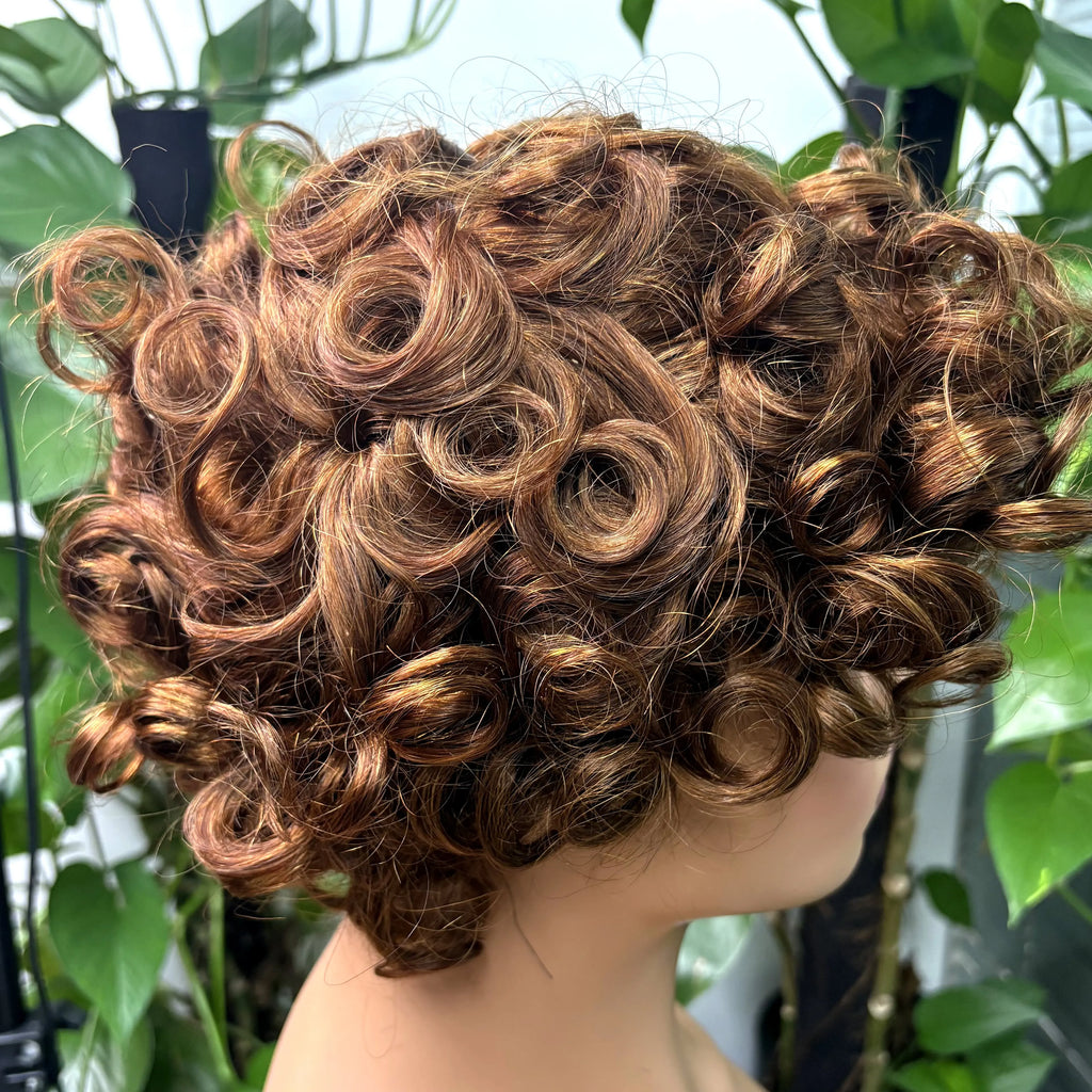 Full Machine Made Loose Wavy Bob Wig Human Hair Wigs 220% Short Colored Bouncy Curly Gluelesss Human Hair Wigs with Bangs