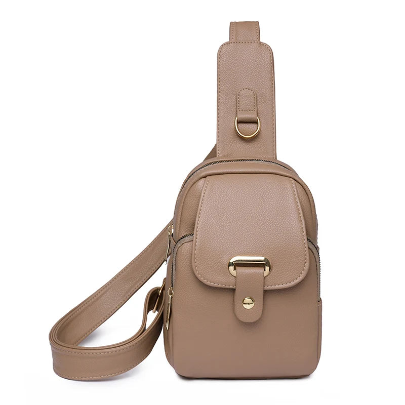 Women Bag Chest Bags Soft PU Leather New Trend Bags Female Crossbody Bag Shoulder Messenger Bags Multiple Pockets Pack Designer