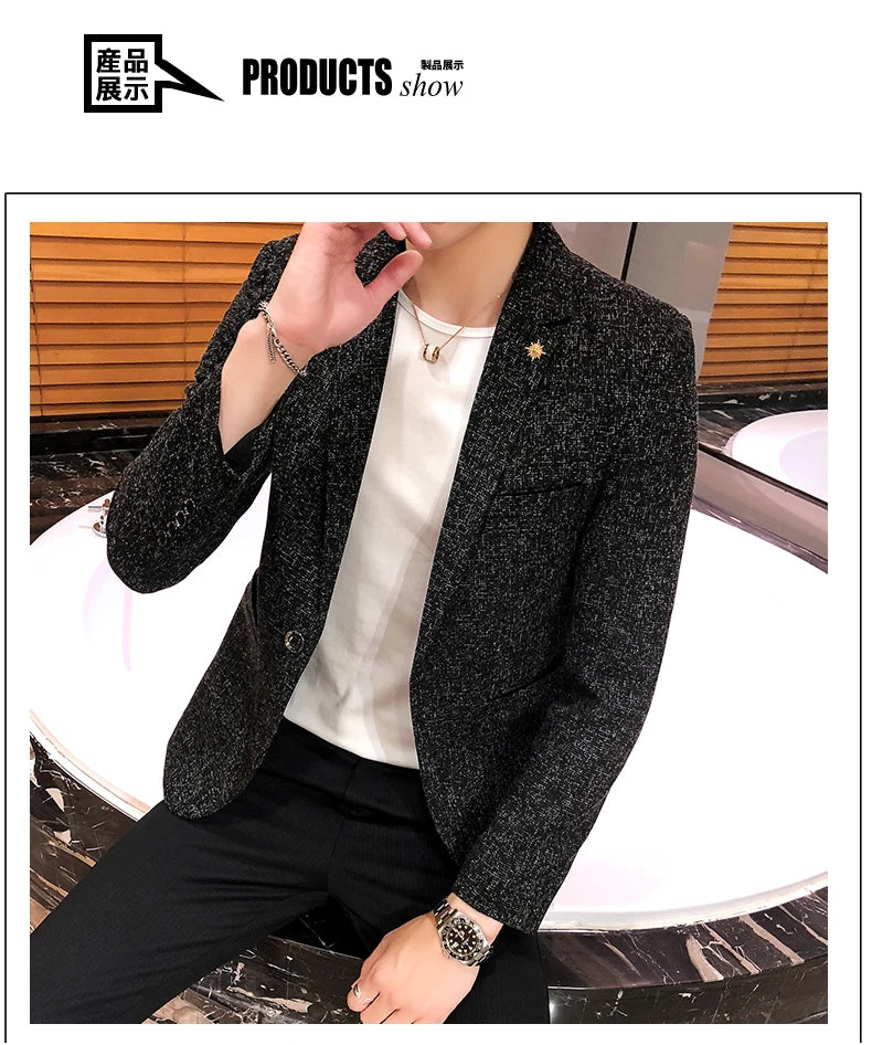 Men's Retro Casual Suit Jacket Blazers Business Formal Linen Suit Jacket High-quality Club Dress Formal Jacket Plus Size 4XL-M