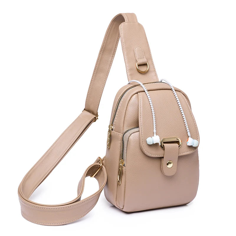 Women Bag Chest Bags Soft PU Leather New Trend Bags Female Crossbody Bag Shoulder Messenger Bags Multiple Pockets Pack Designer