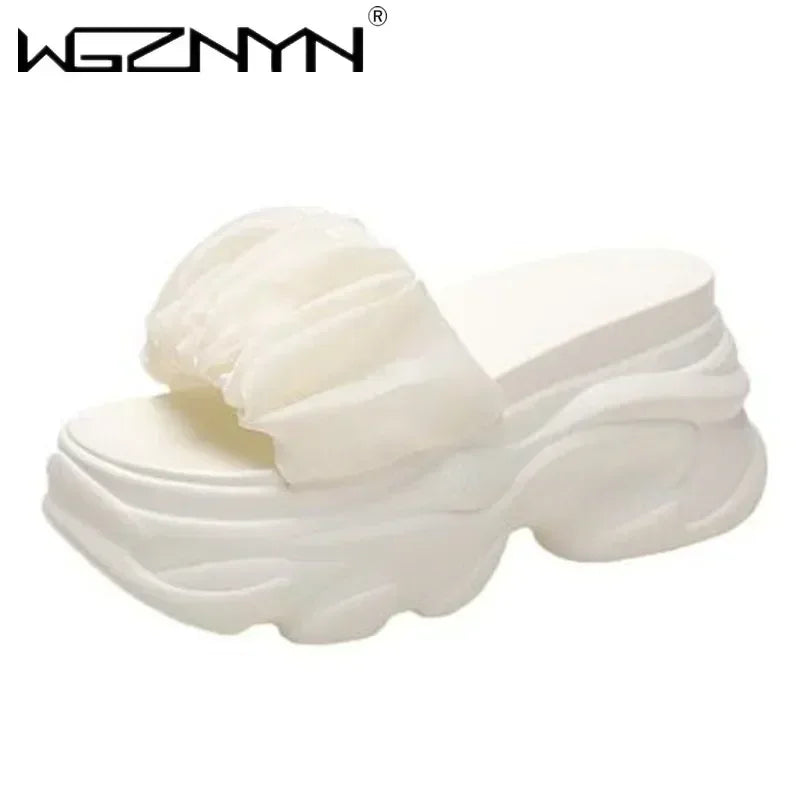 NEW Women Summer Chunky Sandal Platform Slipper 9CM High Heels Ladies Hollow Out Slides Beach Flip-Flop Woman Sandalias De Mujer