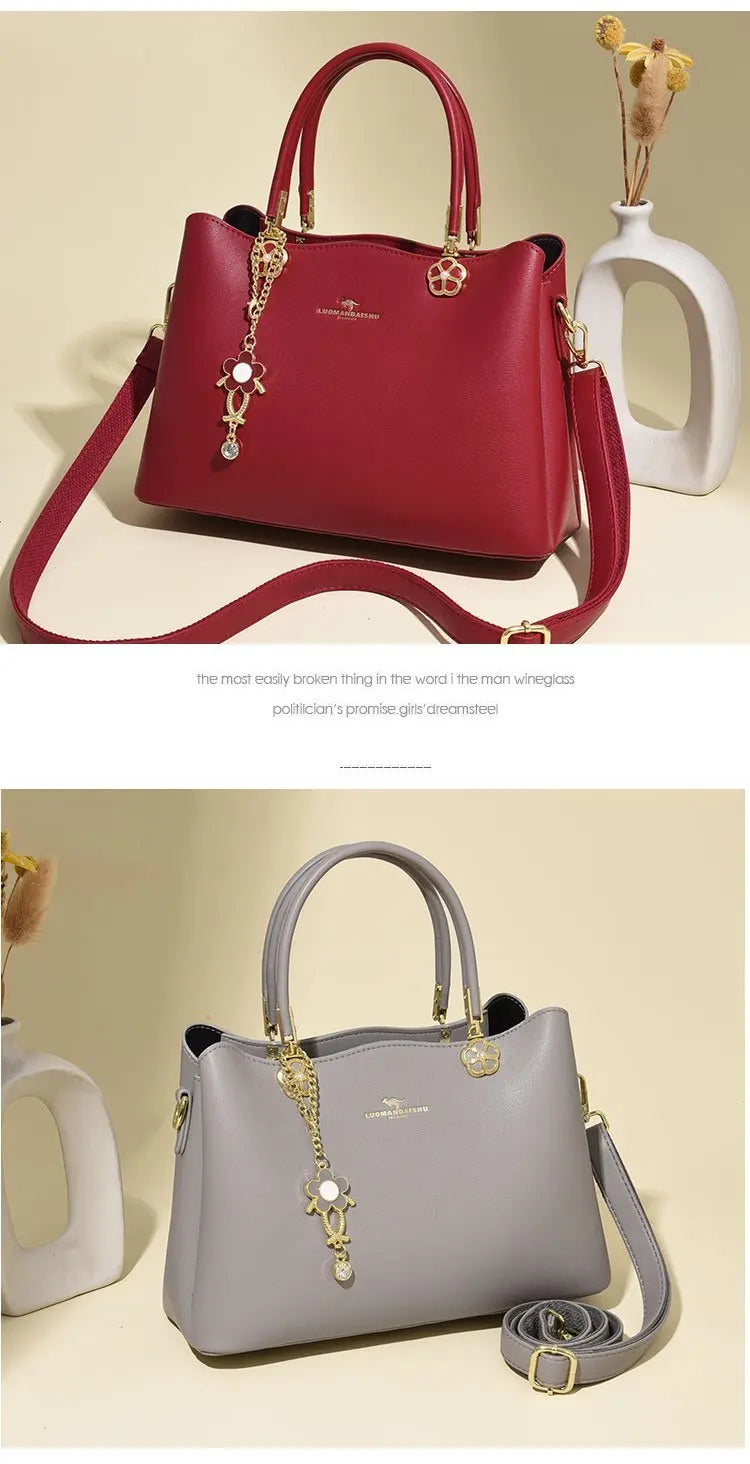 Unique Solid Color Retro Diaper Bag Luxury Crossbody Handbag For Women Chic Leather Shoulder Tote Purse