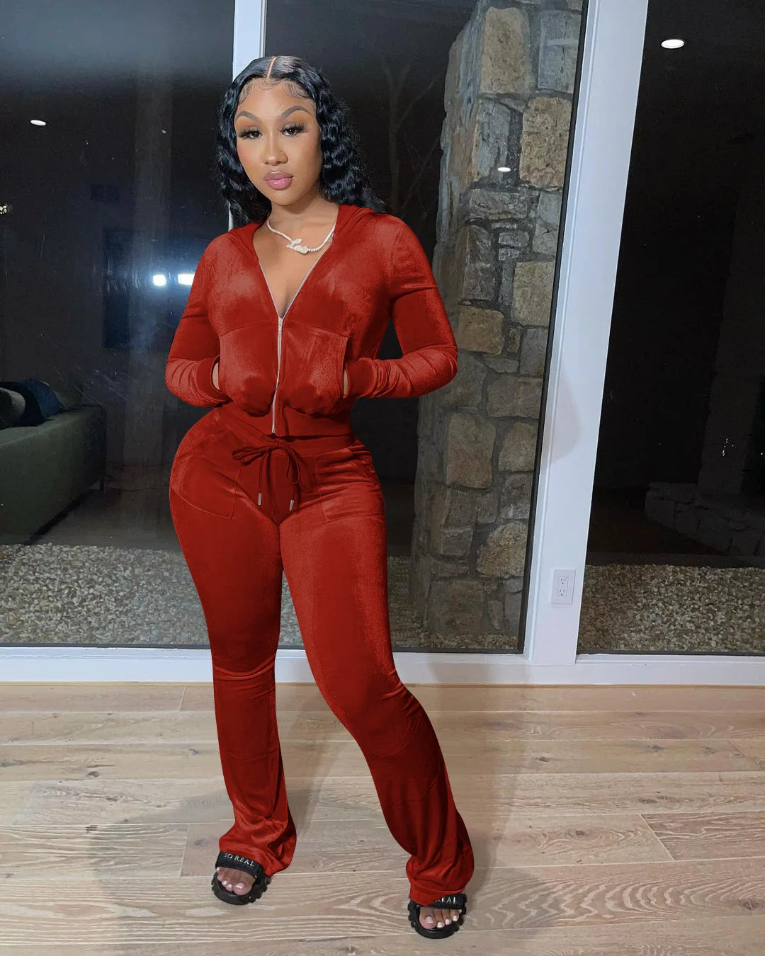 Fashion Sexy Slim 2 Piece Set For Women Casual Solid Hooded Zip Tops+High Waist Pants Sets Outfits Lady Sports Women's Clothing