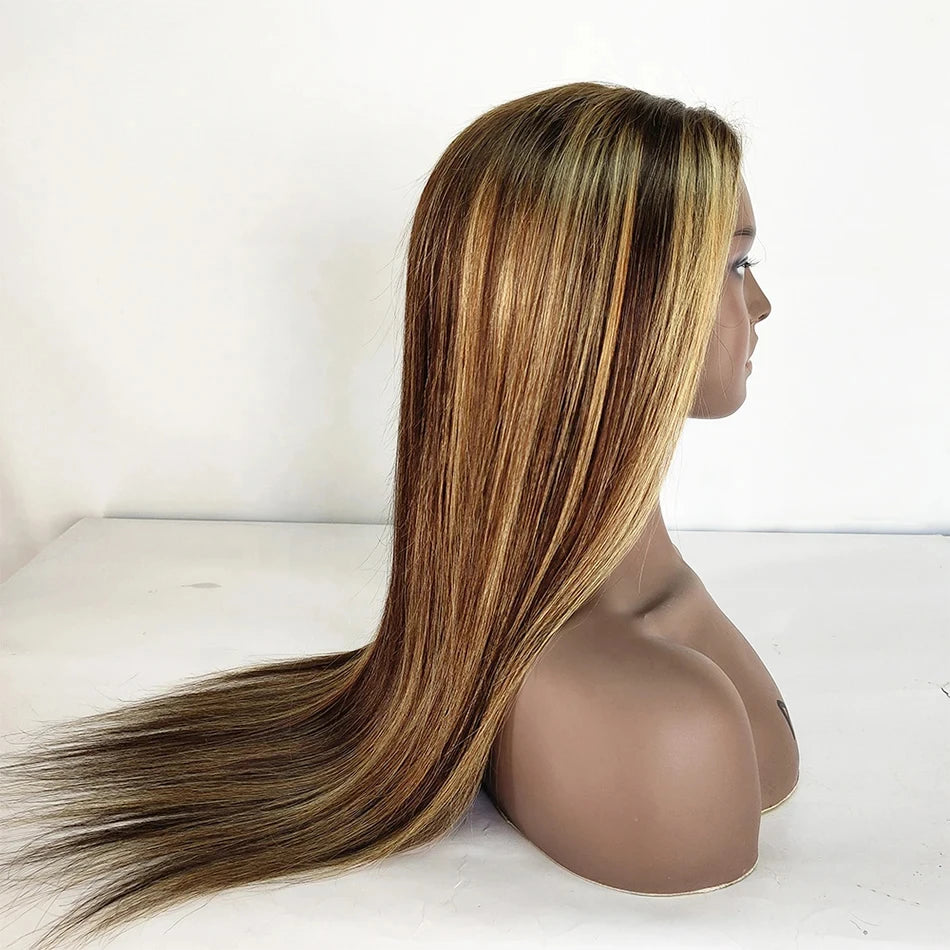 Melodie 30 40 Inch Highlight Wigs Human Hair Honey Blonde Colored Straight 13x6 Lace Frontal Wig 220% Brazilian Hair For Women