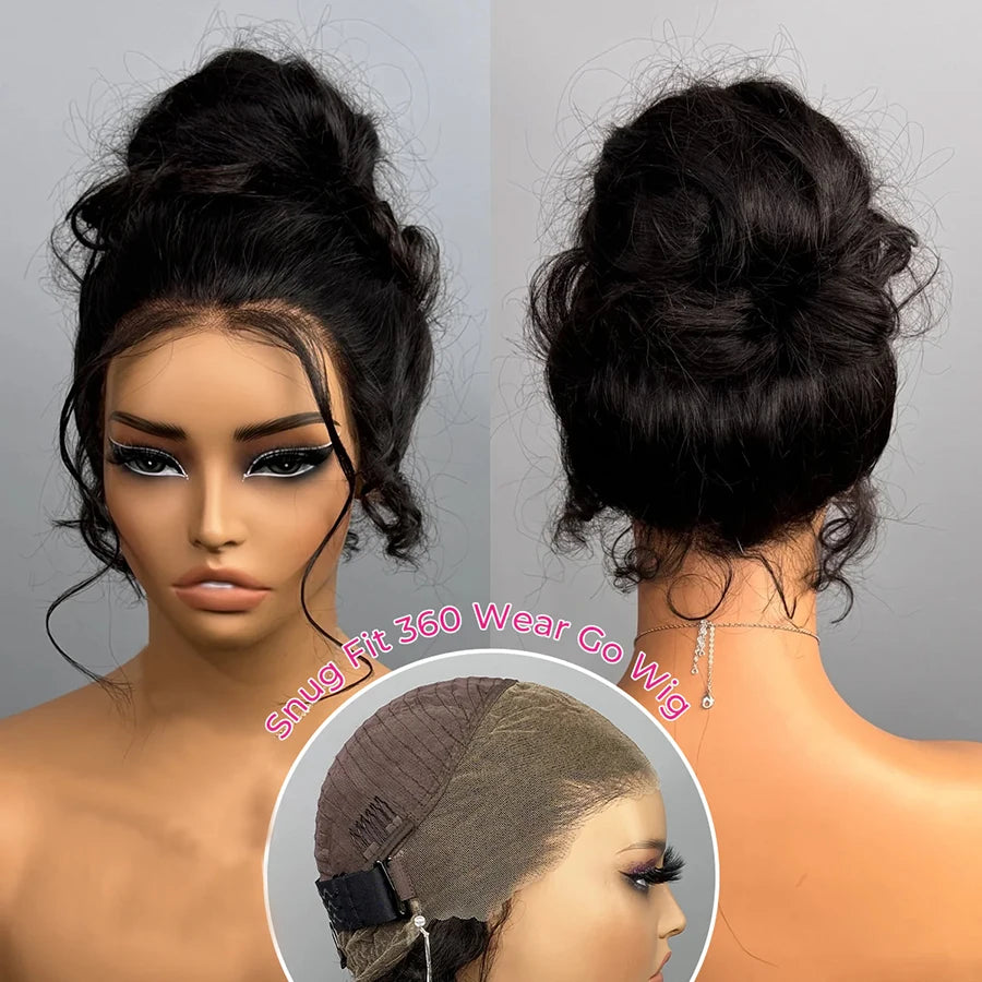 220 Density Body Wave HD 360 Full Lace Wigs Invisible Strap Drawstring 360 HD Lace Front Glueless Wigs Human Hair Preplucked