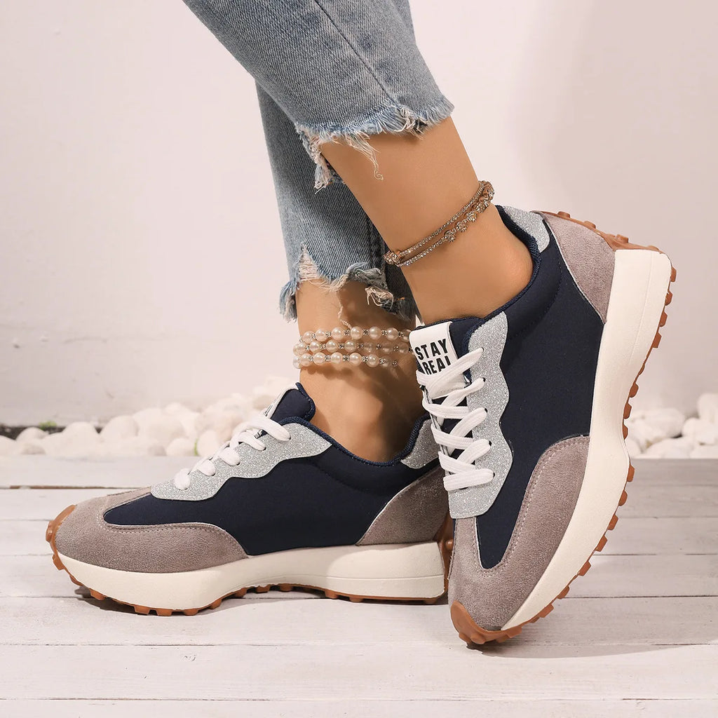 Women Sneakers Causal Walking Shoes Woman 2025 Autumn Fashion Lace Up Sports Platform Shoes Outdoor Non-slip Running Shoes