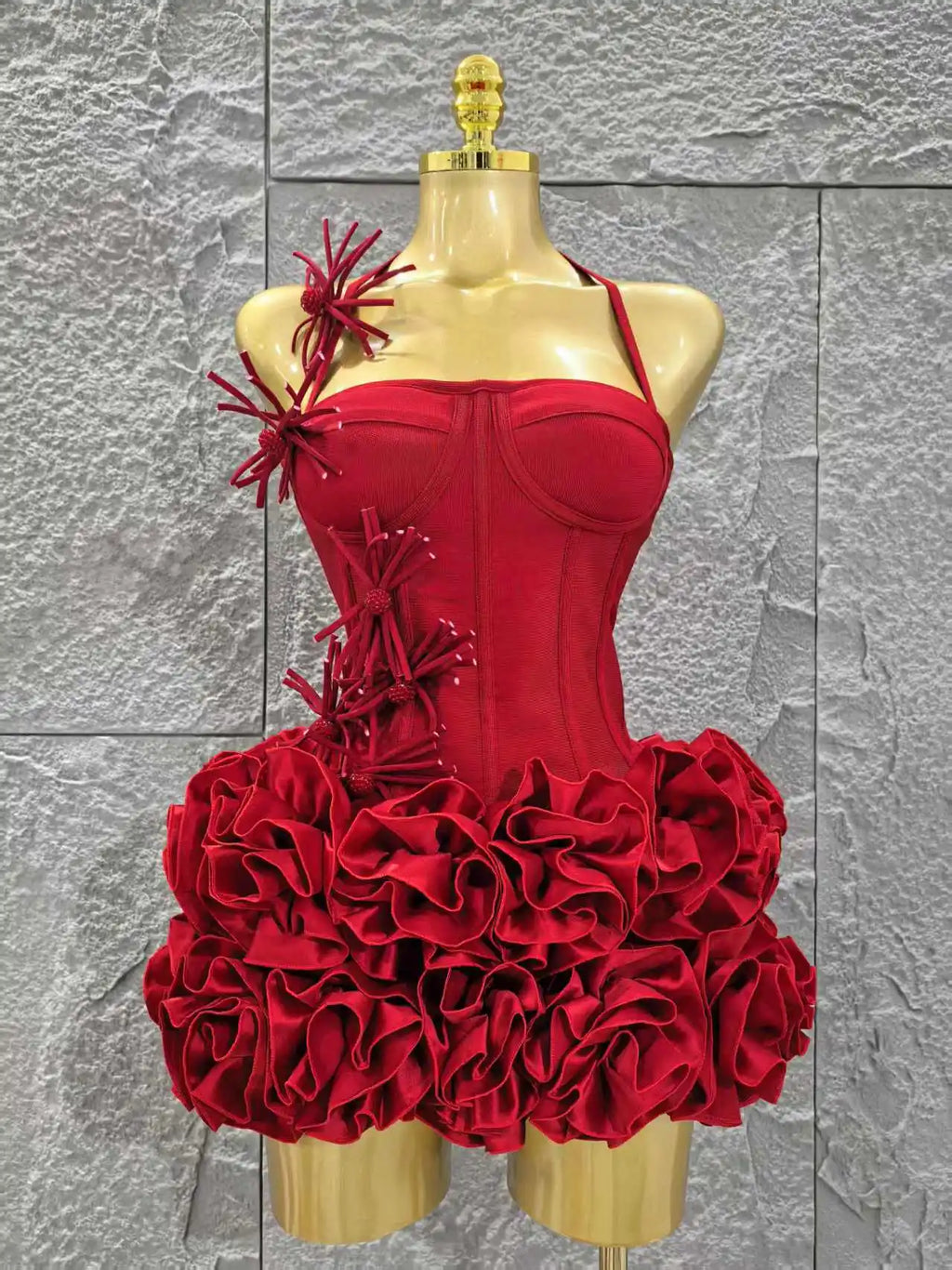 Christmas Style Women Sexy Strapless Florlas 2 PIeces Bodycon Mini Bandage Dress Nightclub Party Wedding Mermaid Outfit