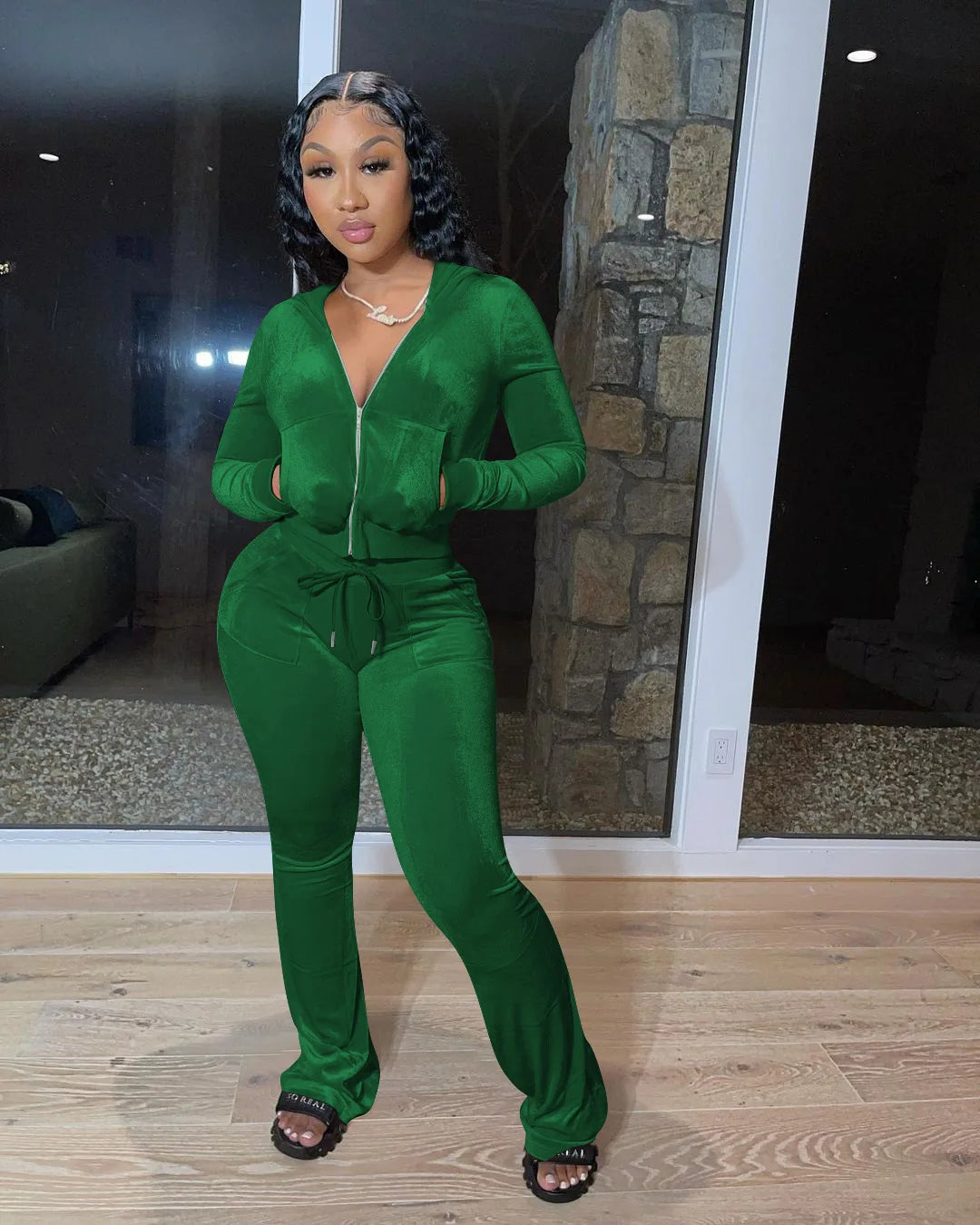 Fashion Sexy Slim 2 Piece Set For Women Casual Solid Hooded Zip Tops+High Waist Pants Sets Outfits Lady Sports Women's Clothing