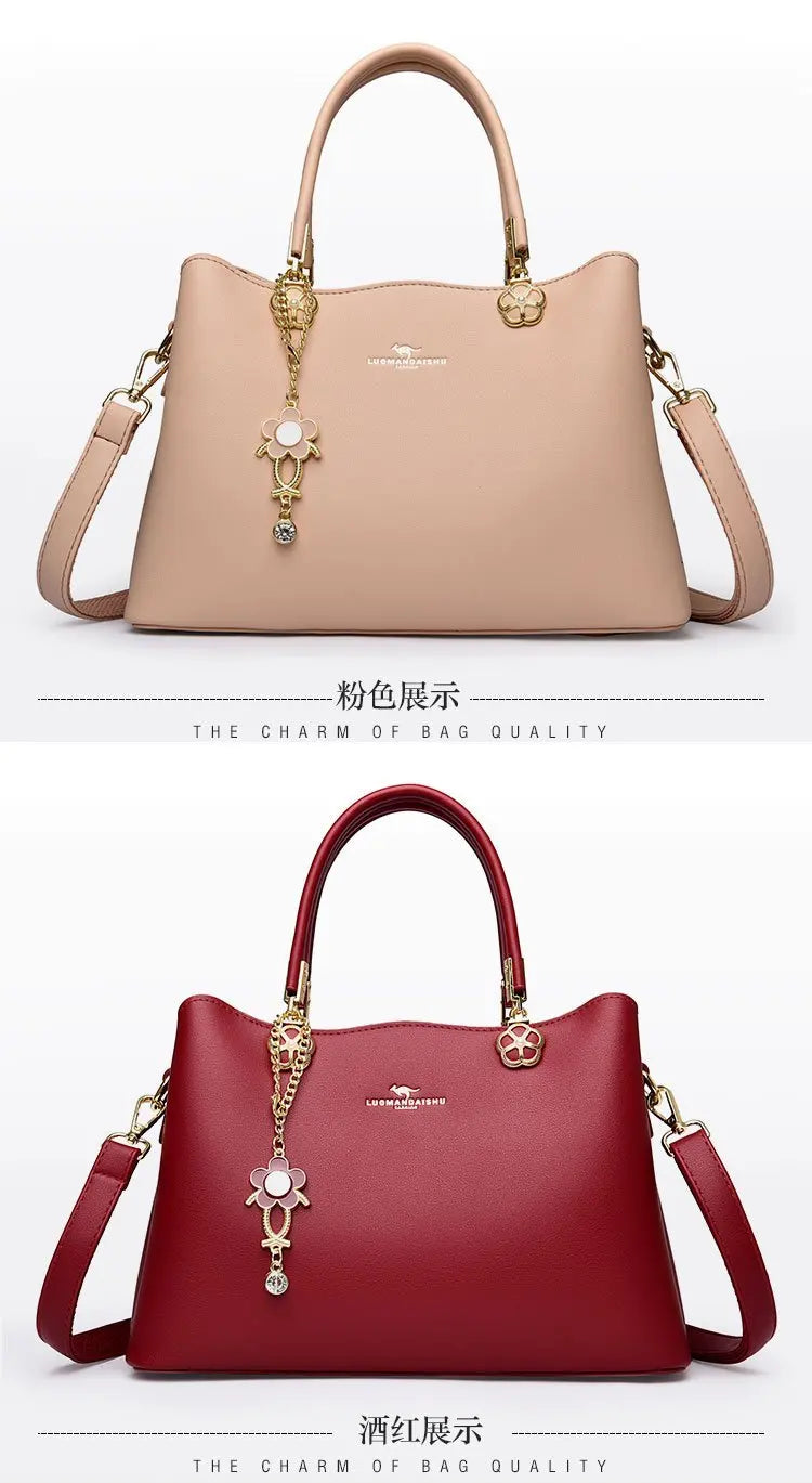 Unique Solid Color Retro Diaper Bag Luxury Crossbody Handbag For Women Chic Leather Shoulder Tote Purse