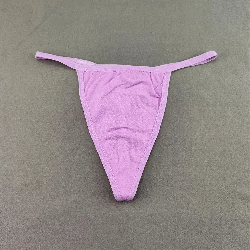 3 PCS Candy Color Cotton T-back Thong Women Pack Low Waist Thin Belt Ladies G-string Underwear Sports Sexy T-Pants