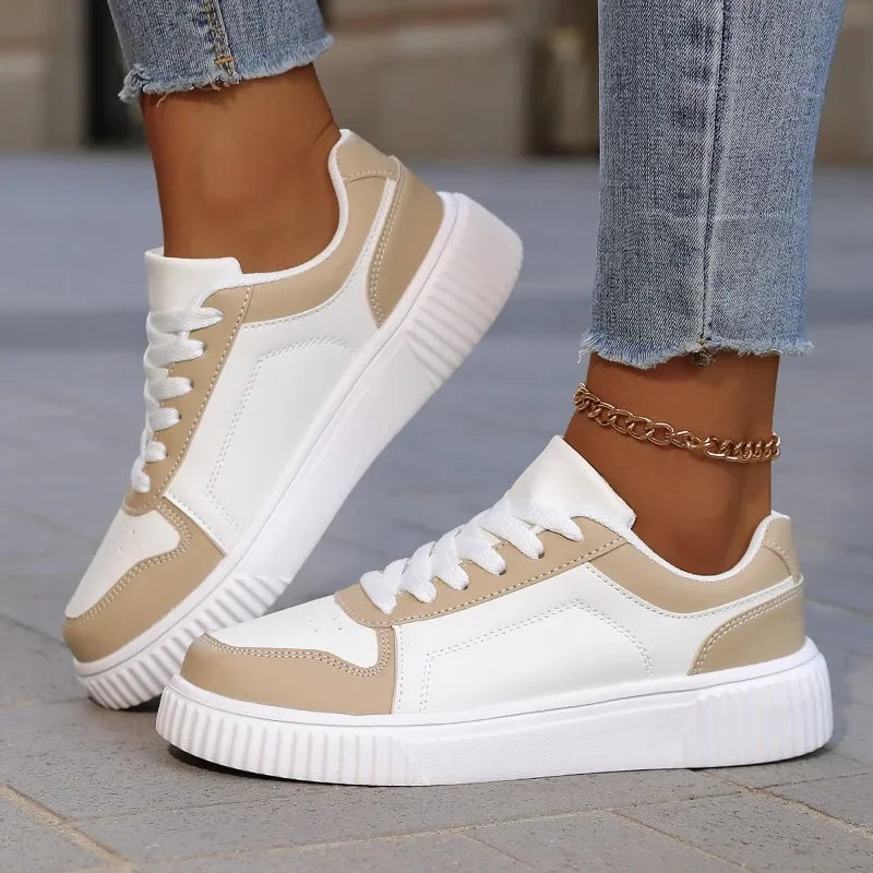YRZL Women's Shoes Casual Vulcanize Shoes Ladies Classical Flats Walking Women's Sneakers Female PU Leather Sports Shoes Woman