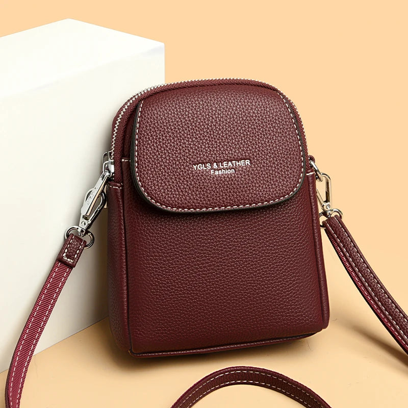 Luxury Leather Women Purse Fashion Female Handbag Brand Designer Shoulder Crossbody Bag High Quality Mobile Phone Bag Wallet