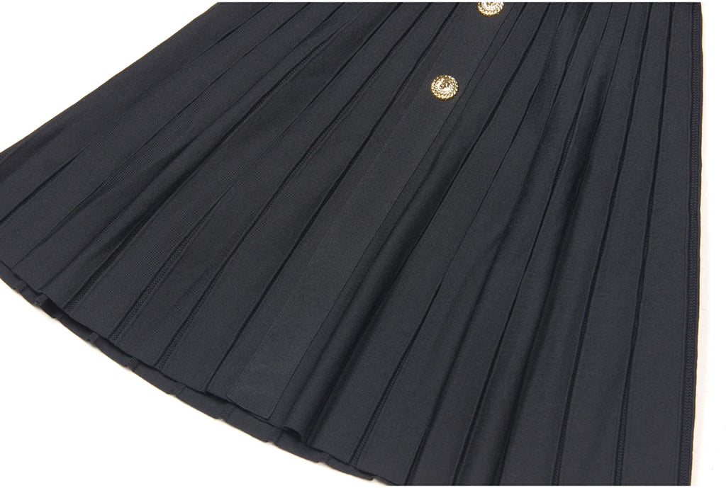 SML Spot 2024 European and American Summer New Fashion High Quality Knitted Round Neck Slim Slim A-Line Dress Women