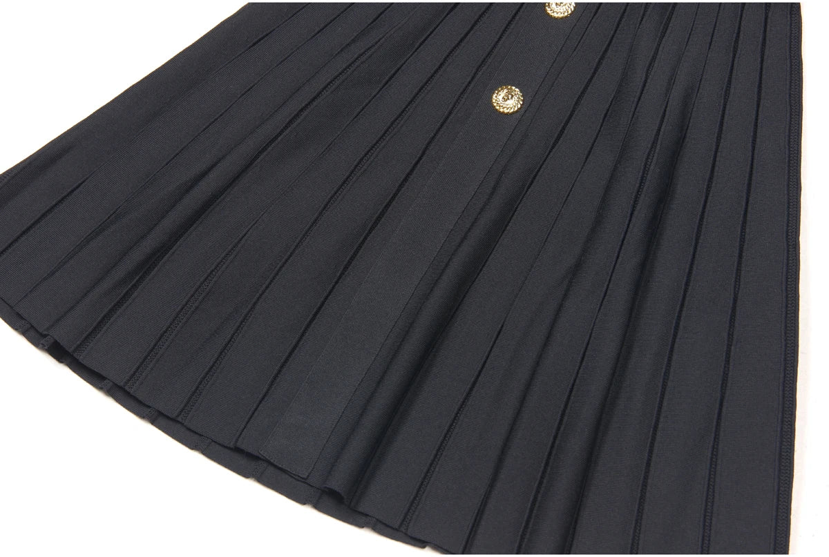 SML Spot 2024 European and American Summer New Fashion High Quality Knitted Round Neck Slim Slim A-Line Dress Women