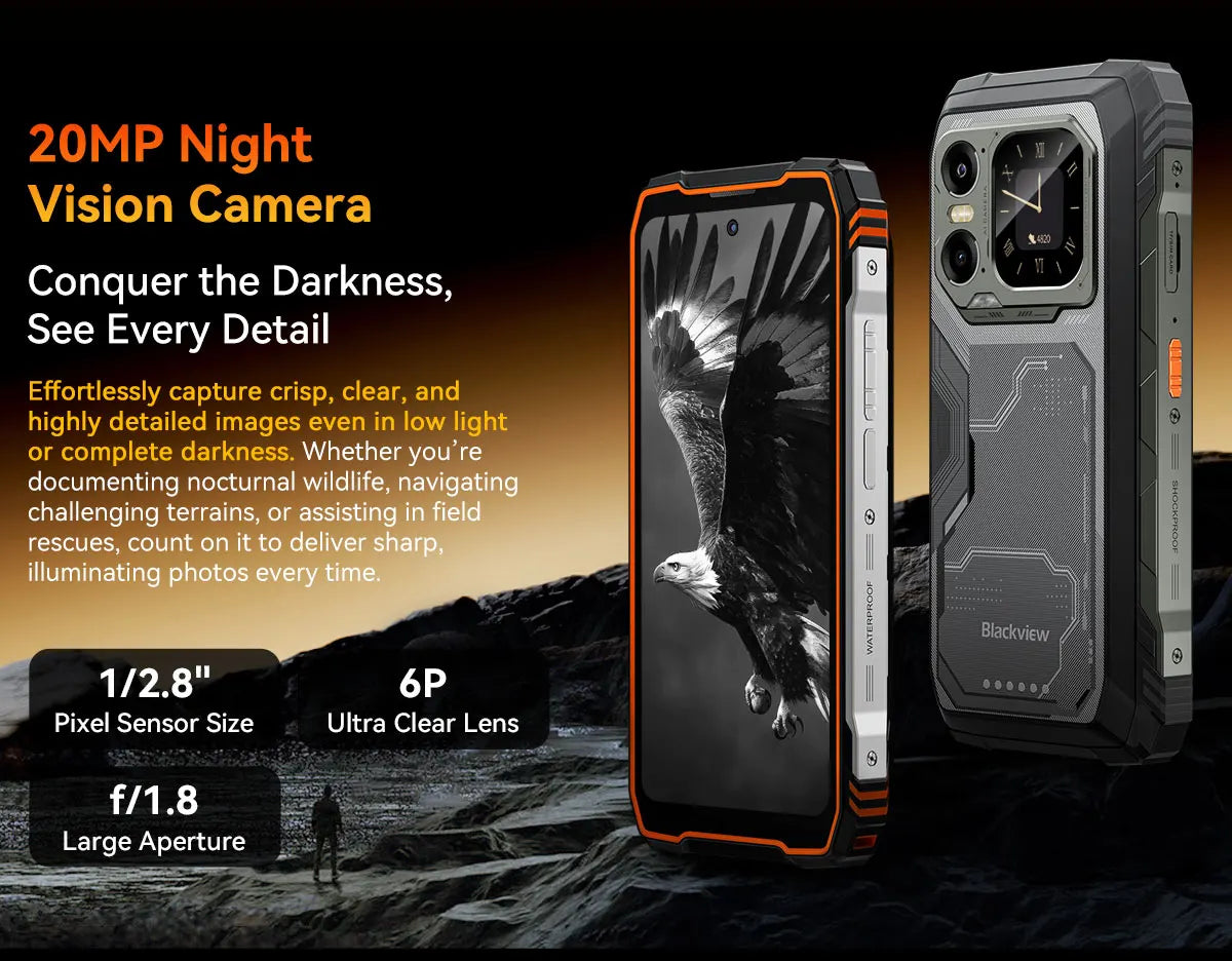 Blackview XPLORE 1 Outdoor Mobile Phone, 5G Waterproof Rugged Smartphone Android 15, 6.78'' 2.4K Display, 16GB+512GB, 20000mAh