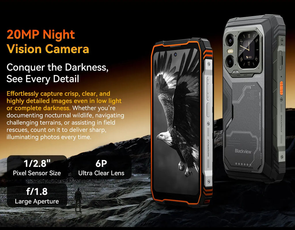 Blackview XPLORE 1 Outdoor Mobile Phone, 5G Waterproof Rugged Smartphone Android 15, 6.78'' 2.4K Display, 16GB+512GB, 20000mAh