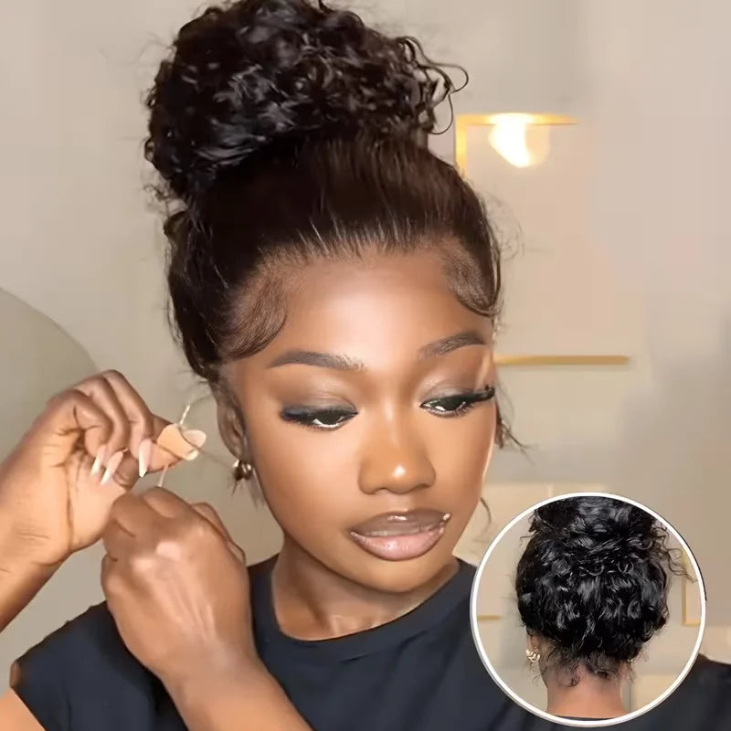 Deep Wave Invisible Strap 360 Full Lace Wig Curly Human Hair Adjustable Drawstring Hd Lace 360 Glueless Wig Brazilian Water Wave