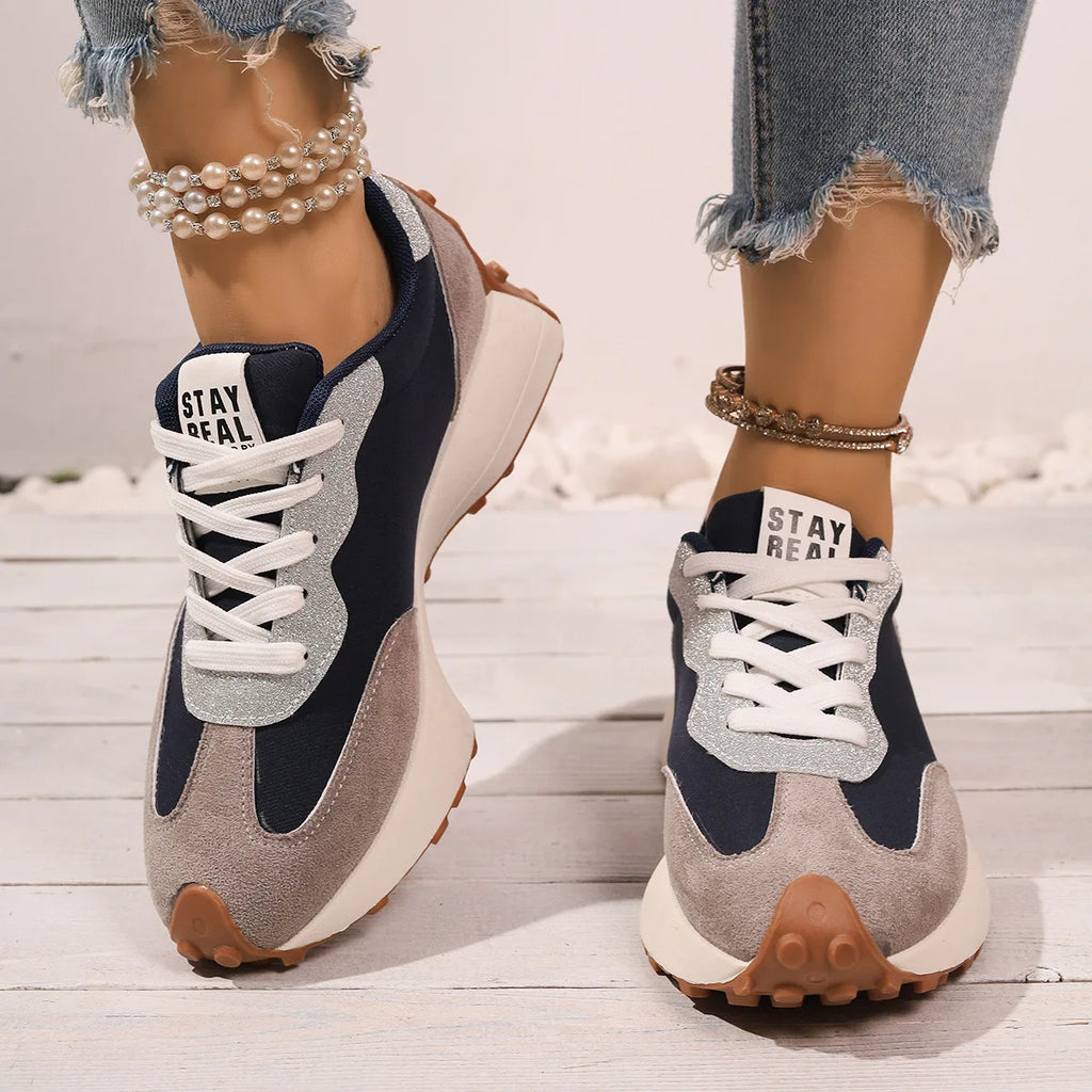 Women Sneakers Causal Walking Shoes Woman 2025 Autumn Fashion Lace Up Sports Platform Shoes Outdoor Non-slip Running Shoes