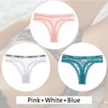 FINETOO Women Lace Thongs 3Pcs/set Letter Bikini Underpants Sexy T-Back Underwear Female Low-Rise Floral G-strings Lingerie 2022